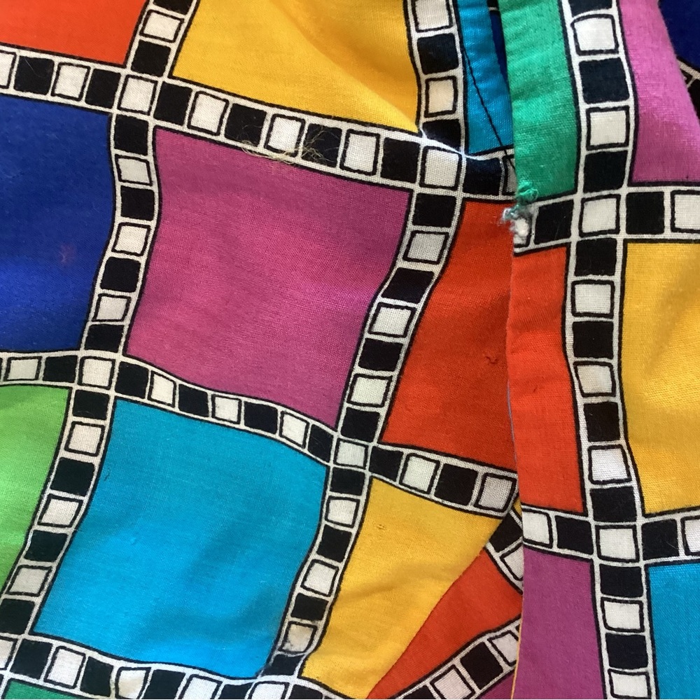 Liz Baker 80s Multicolor Checkered womens Shirt - Picture 6 of 10